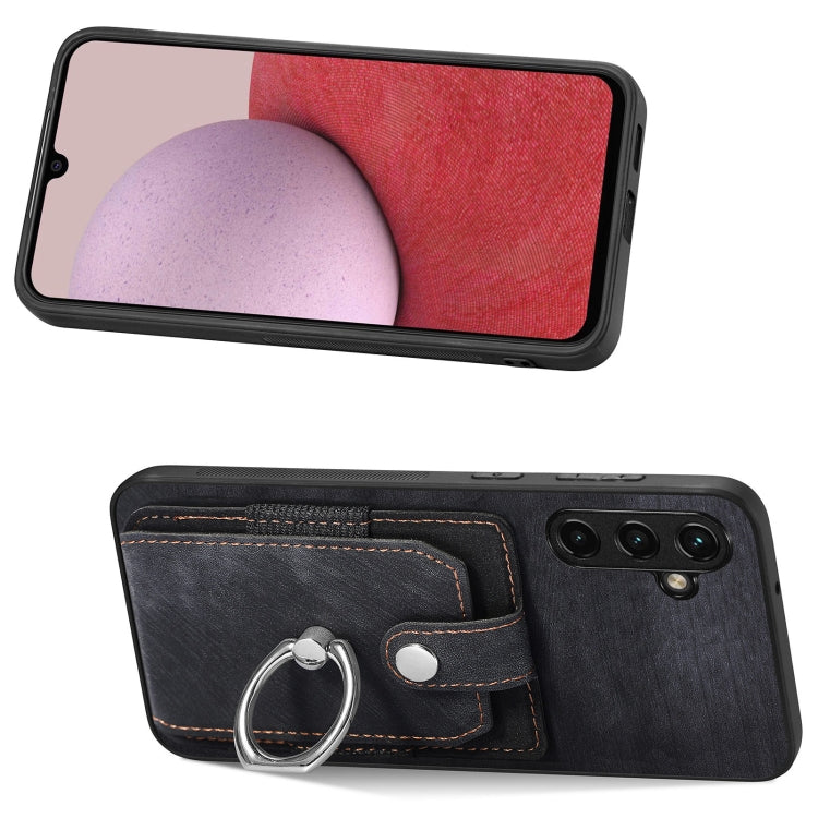 For Samsung Galaxy A14 5G Retro Skin-feel Ring Card Wallet Phone Case