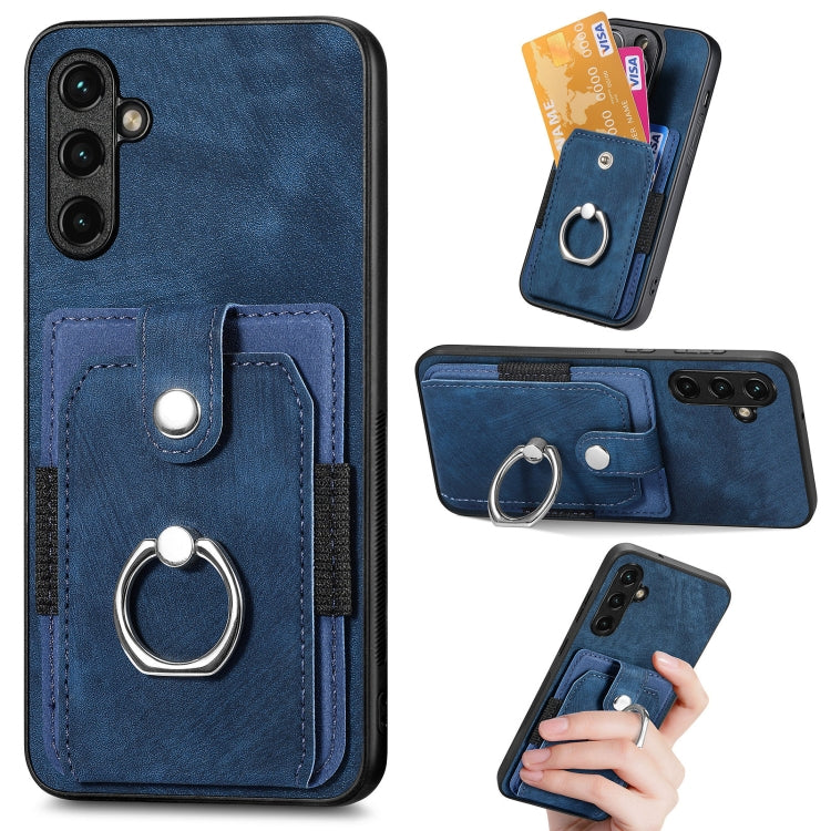 For Samsung Galaxy A14 5G Retro Skin-feel Ring Card Wallet Phone Case