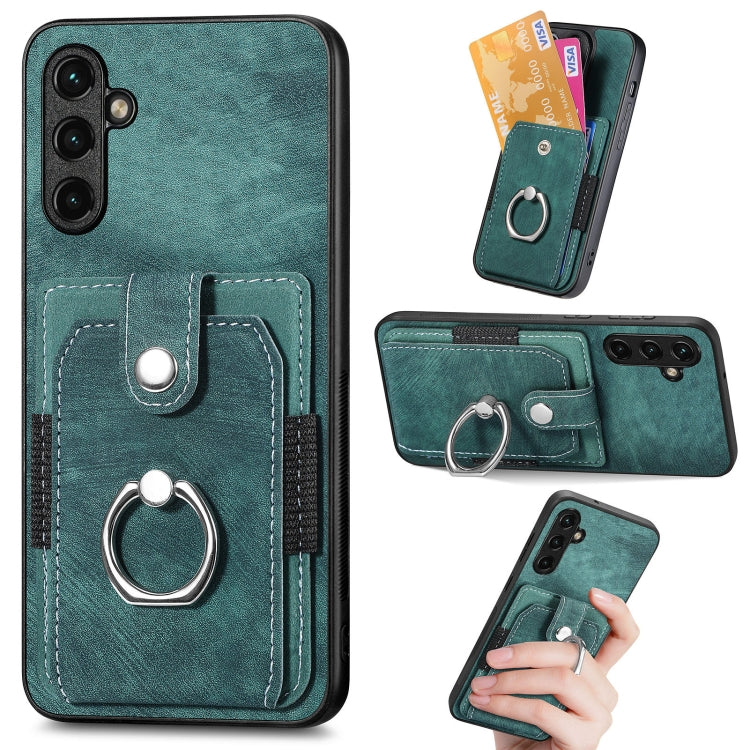 For Samsung Galaxy A14 5G Retro Skin-feel Ring Card Wallet Phone Case