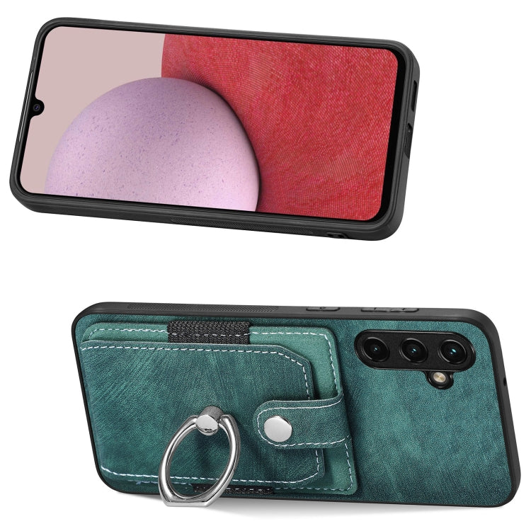 For Samsung Galaxy A14 5G Retro Skin-feel Ring Card Wallet Phone Case