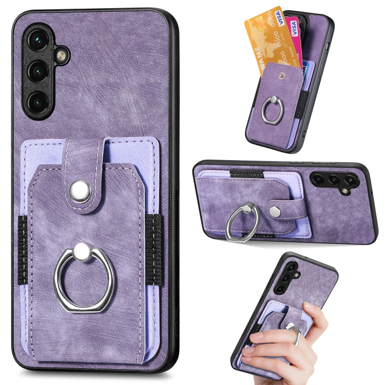 For Samsung Galaxy A14 5G Retro Skin-feel Ring Card Wallet Phone Case