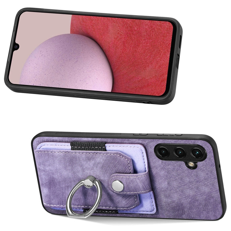 For Samsung Galaxy A14 5G Retro Skin-feel Ring Card Wallet Phone Case