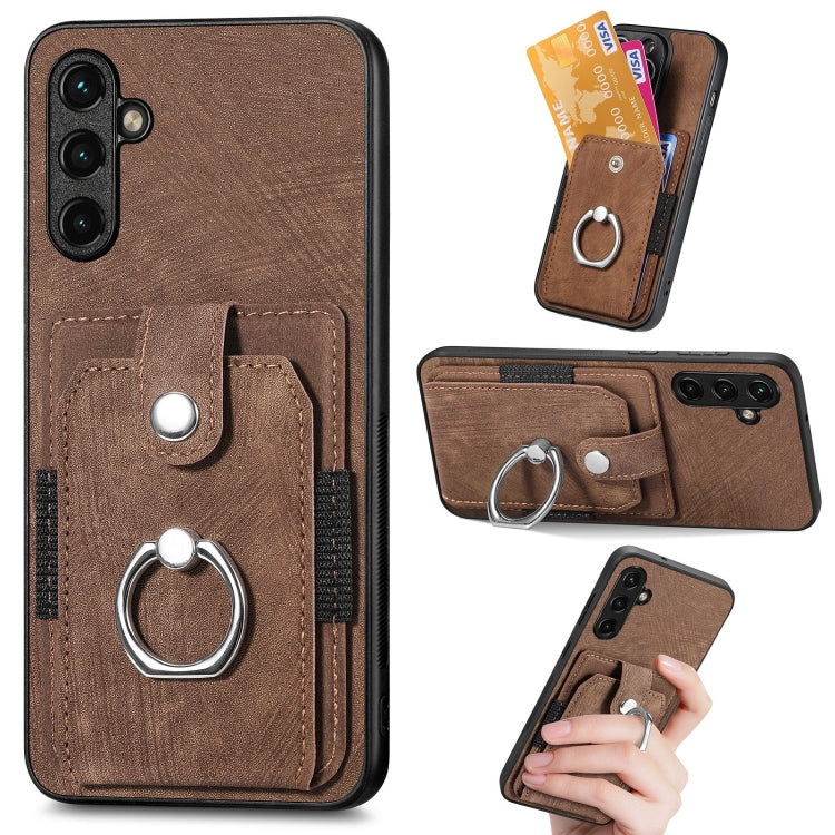 For Samsung Galaxy A14 5G Retro Skin-feel Ring Card Wallet Phone Case