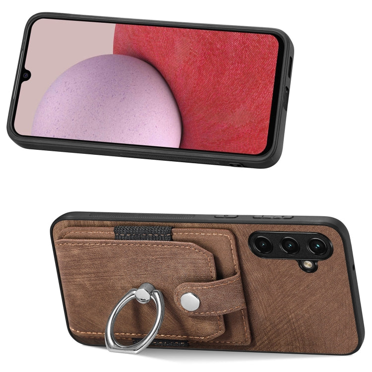 For Samsung Galaxy A14 5G Retro Skin-feel Ring Card Wallet Phone Case