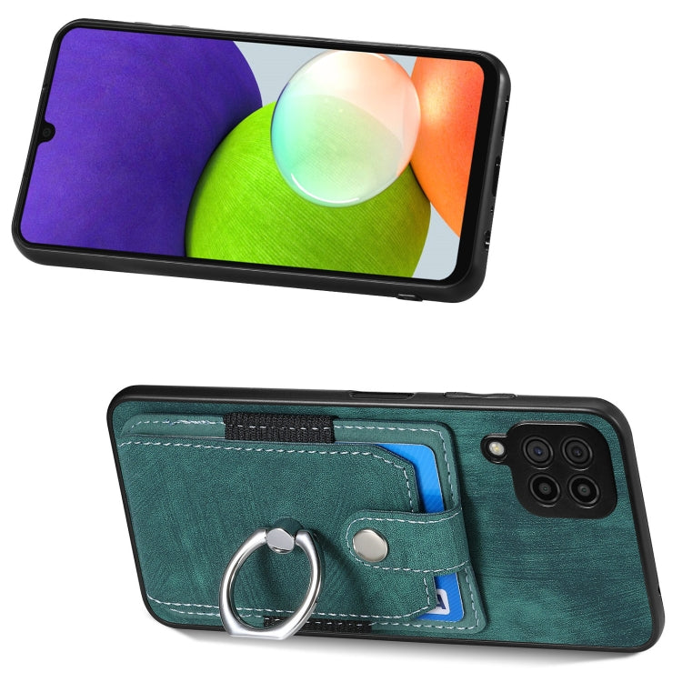 For Samsung Galaxy A22 4G Retro Skin-feel Ring Card Wallet Phone Case