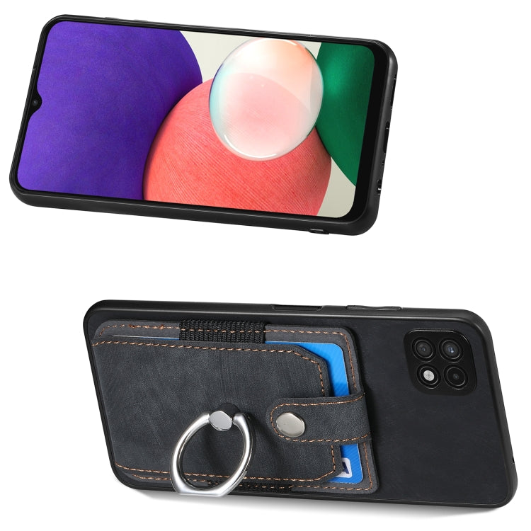 For Samsung Galaxy A22 5G Retro Skin-feel Ring Card Wallet Phone Case