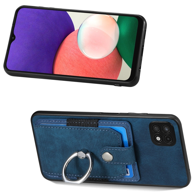 For Samsung Galaxy A22 5G Retro Skin-feel Ring Card Wallet Phone Case