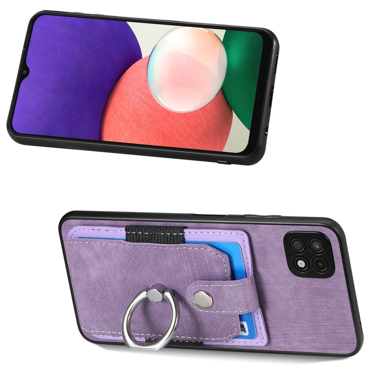 For Samsung Galaxy A22 5G Retro Skin-feel Ring Card Wallet Phone Case