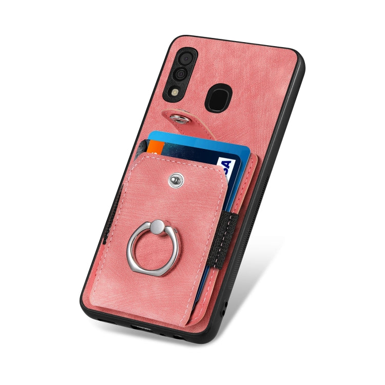 For Samsung Galaxy A30 Retro Skin-feel Ring Card Wallet Phone Case