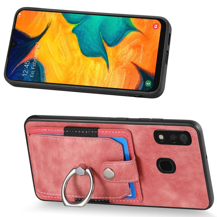 For Samsung Galaxy A30 Retro Skin-feel Ring Card Wallet Phone Case