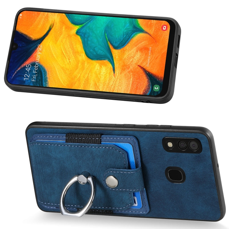 For Samsung Galaxy A30 Retro Skin-feel Ring Card Wallet Phone Case