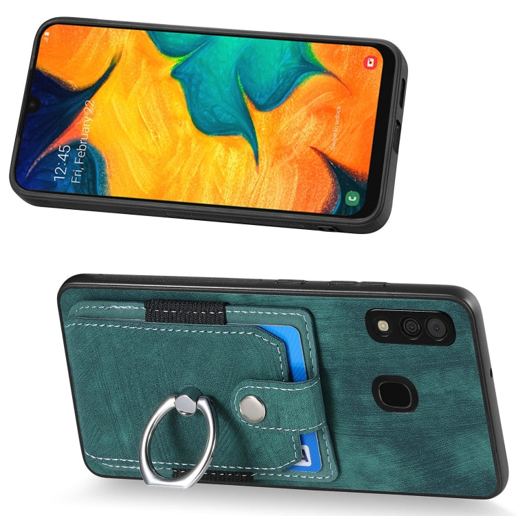 For Samsung Galaxy A30 Retro Skin-feel Ring Card Wallet Phone Case