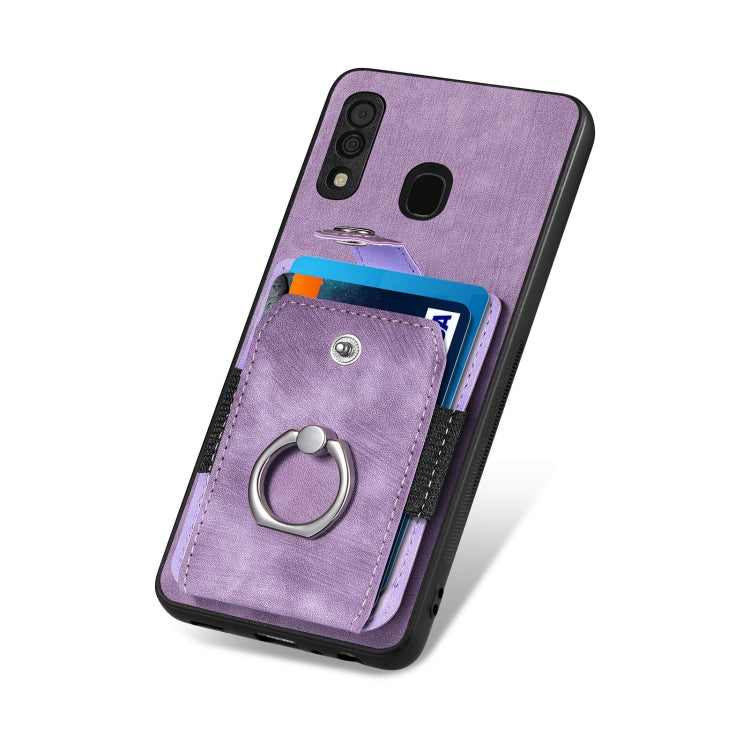 For Samsung Galaxy A30 Retro Skin-feel Ring Card Wallet Phone Case