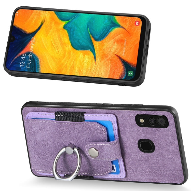 For Samsung Galaxy A30 Retro Skin-feel Ring Card Wallet Phone Case