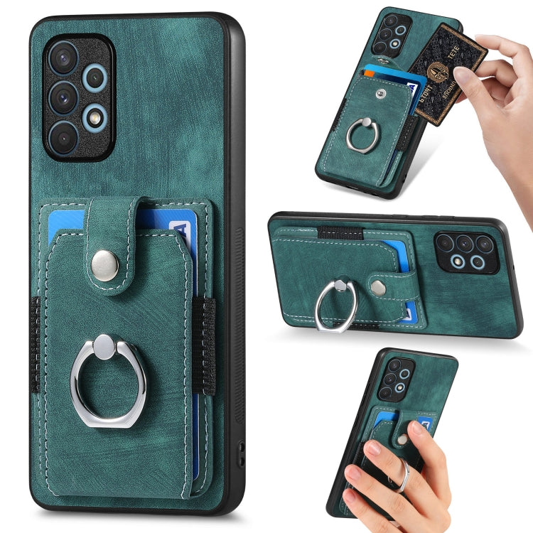 For Samsung Galaxy A32 4G Retro Skin-feel Ring Card Wallet Phone Case