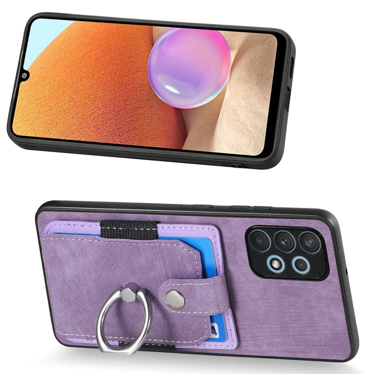 For Samsung Galaxy A32 4G Retro Skin-feel Ring Card Wallet Phone Case