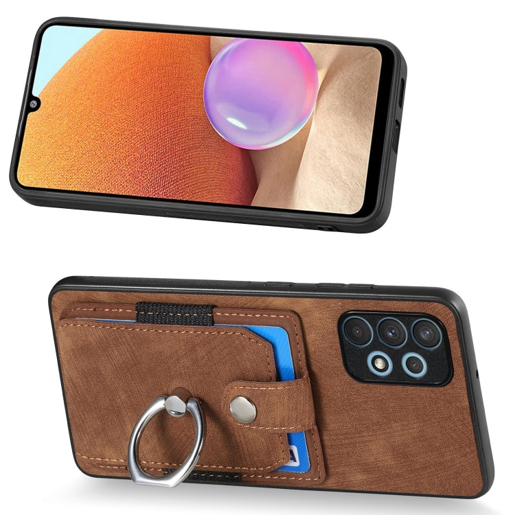 For Samsung Galaxy A32 4G Retro Skin-feel Ring Card Wallet Phone Case