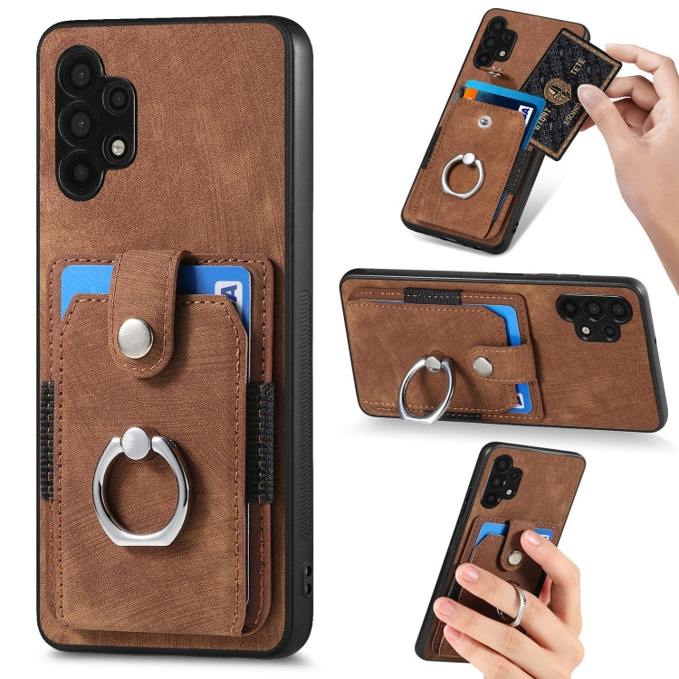 For Samsung Galaxy A32 5G Retro Skin-feel Ring Card Wallet Phone Case