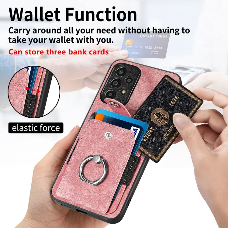 For Samsung Galaxy A33 5G Retro Skin-feel Ring Card Wallet Phone Case