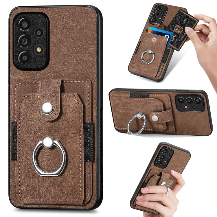 For Samsung Galaxy A33 5G Retro Skin-feel Ring Card Wallet Phone Case