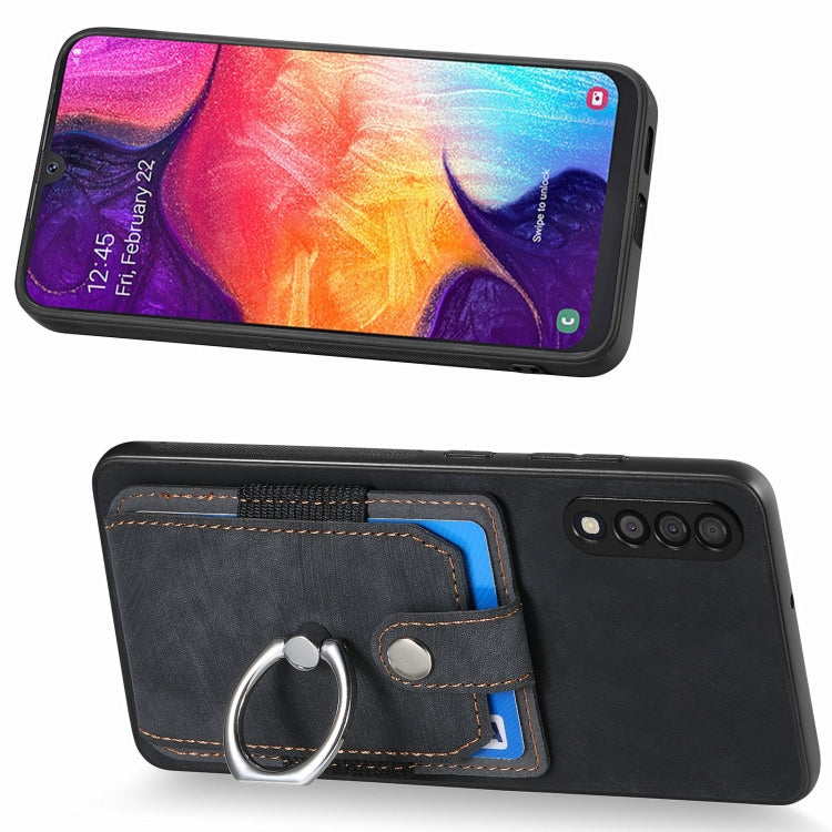 For Samsung Galaxy A50 Retro Skin-feel Ring Card Wallet Phone Case