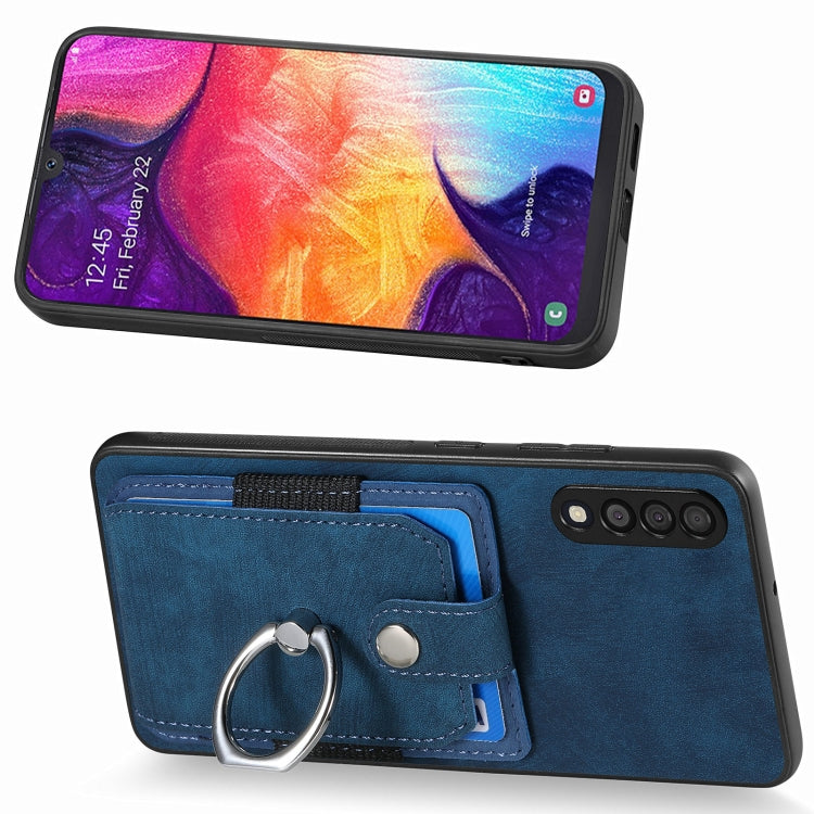 For Samsung Galaxy A50 Retro Skin-feel Ring Card Wallet Phone Case