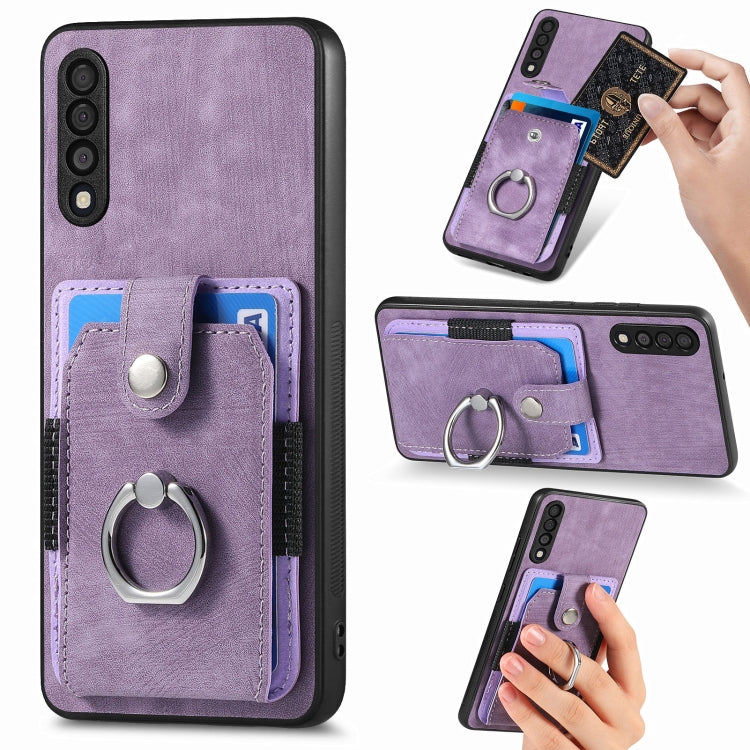 For Samsung Galaxy A50 Retro Skin-feel Ring Card Wallet Phone Case