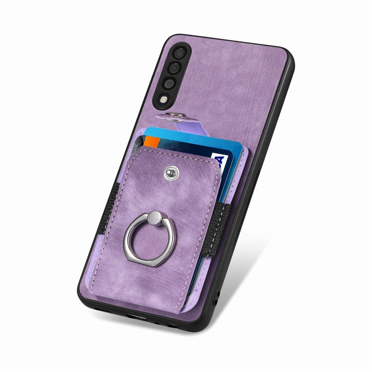 For Samsung Galaxy A50 Retro Skin-feel Ring Card Wallet Phone Case