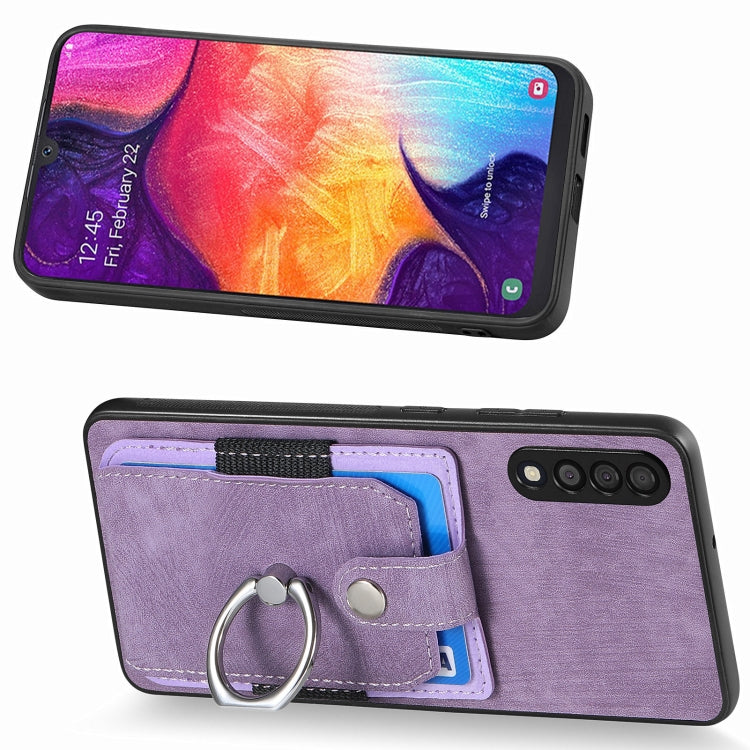 For Samsung Galaxy A50 Retro Skin-feel Ring Card Wallet Phone Case