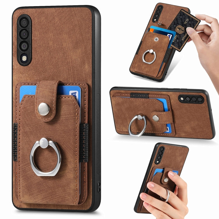 For Samsung Galaxy A50 Retro Skin-feel Ring Card Wallet Phone Case