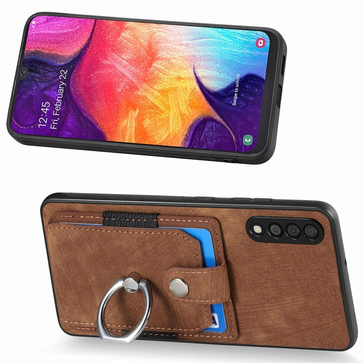 For Samsung Galaxy A50 Retro Skin-feel Ring Card Wallet Phone Case