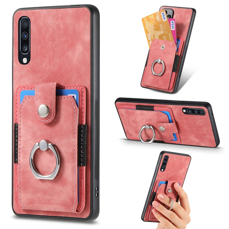 For Samsung Galaxy A70 / A70s Retro Skin-feel Ring Card Wallet Phone Case