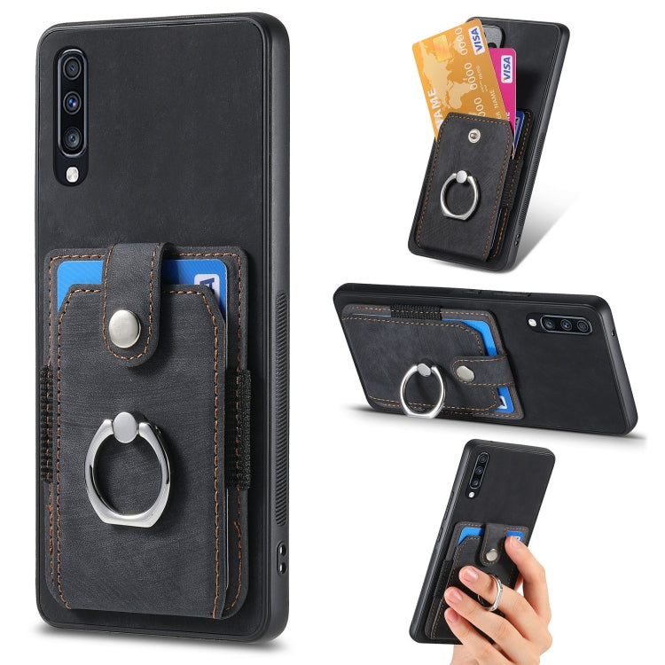 For Samsung Galaxy A70 / A70s Retro Skin-feel Ring Card Wallet Phone Case