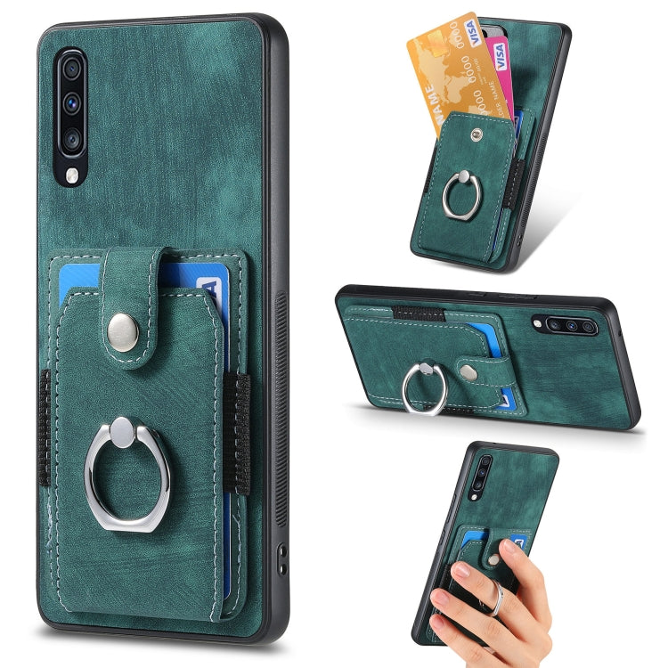 For Samsung Galaxy A70 / A70s Retro Skin-feel Ring Card Wallet Phone Case