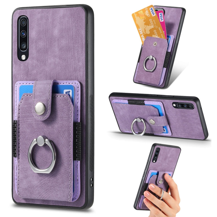 For Samsung Galaxy A70 / A70s Retro Skin-feel Ring Card Wallet Phone Case