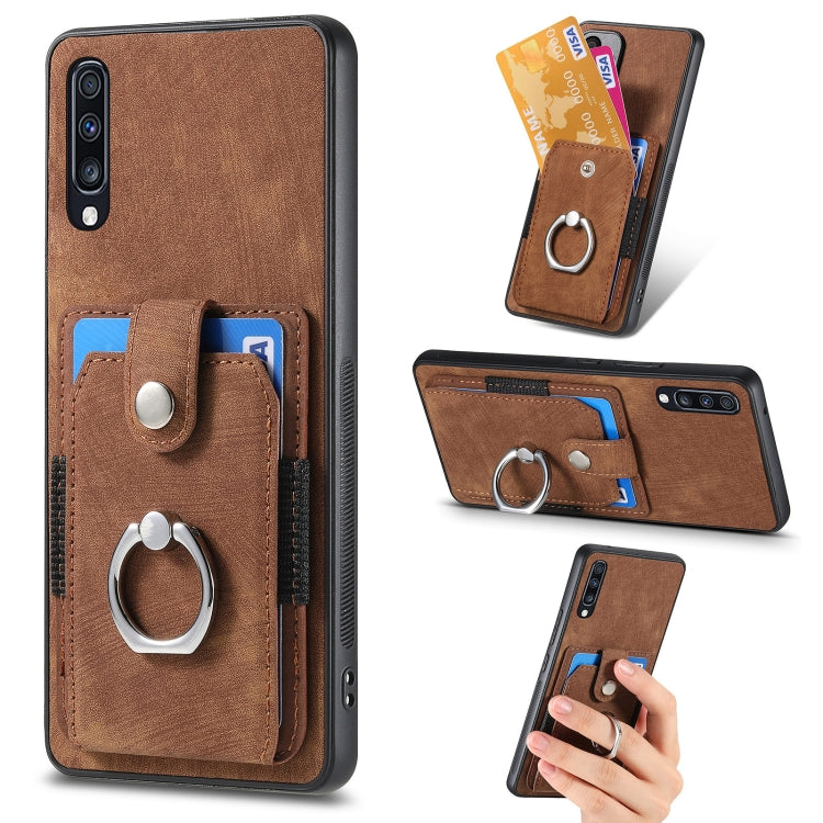 For Samsung Galaxy A70 / A70s Retro Skin-feel Ring Card Wallet Phone Case