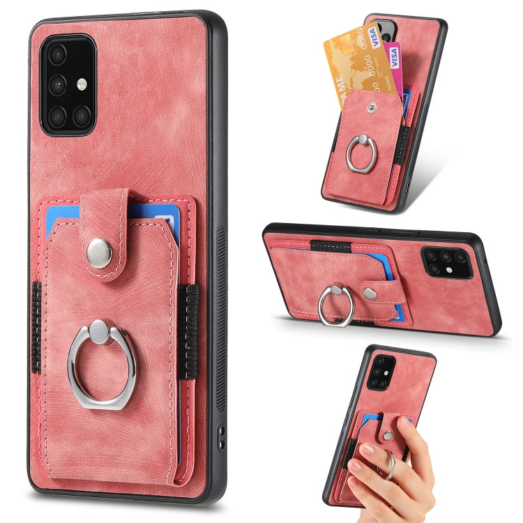 For Samsung Galaxy A71 Retro Skin-feel Ring Card Wallet Phone Case