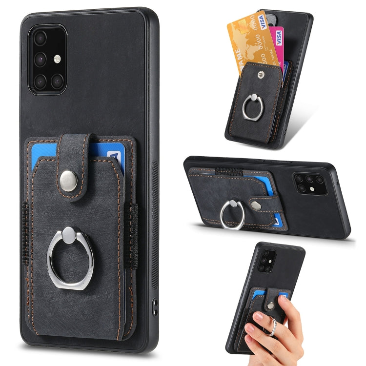 For Samsung Galaxy A71 Retro Skin-feel Ring Card Wallet Phone Case