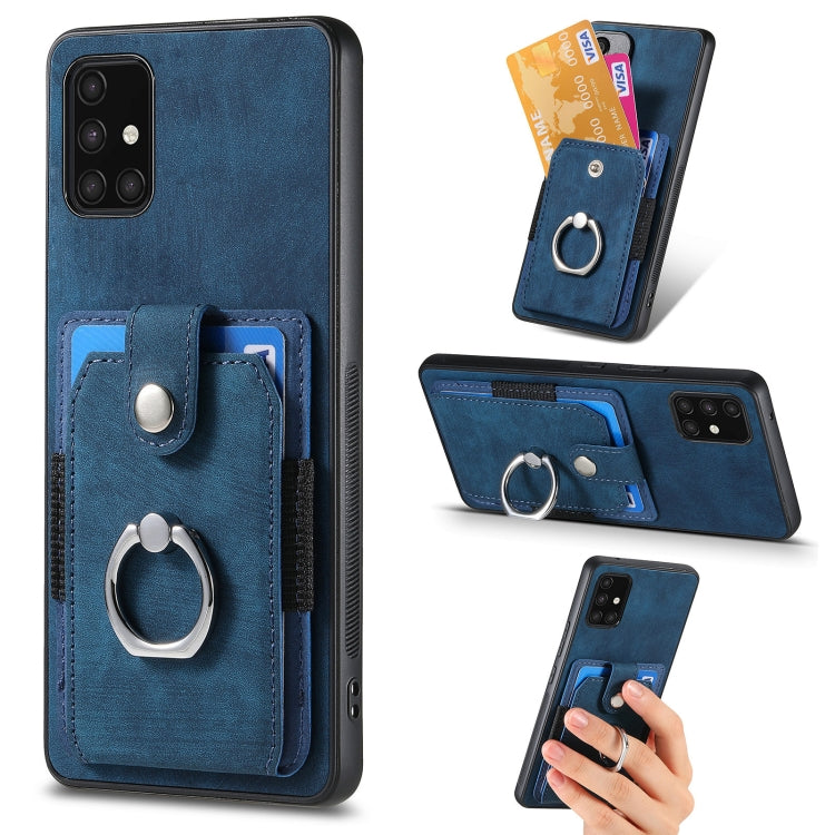 For Samsung Galaxy A71 Retro Skin-feel Ring Card Wallet Phone Case