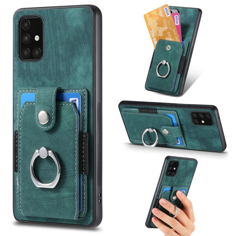 For Samsung Galaxy A71 Retro Skin-feel Ring Card Wallet Phone Case