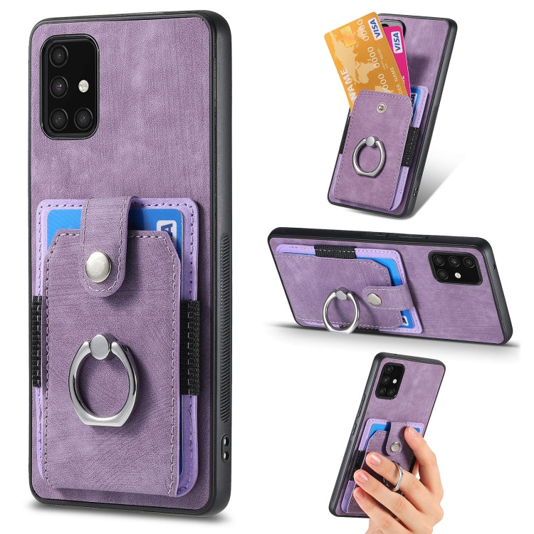 For Samsung Galaxy A71 Retro Skin-feel Ring Card Wallet Phone Case