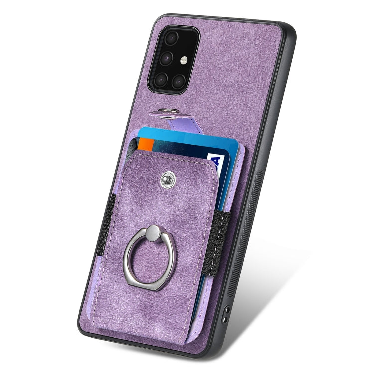 For Samsung Galaxy A71 Retro Skin-feel Ring Card Wallet Phone Case