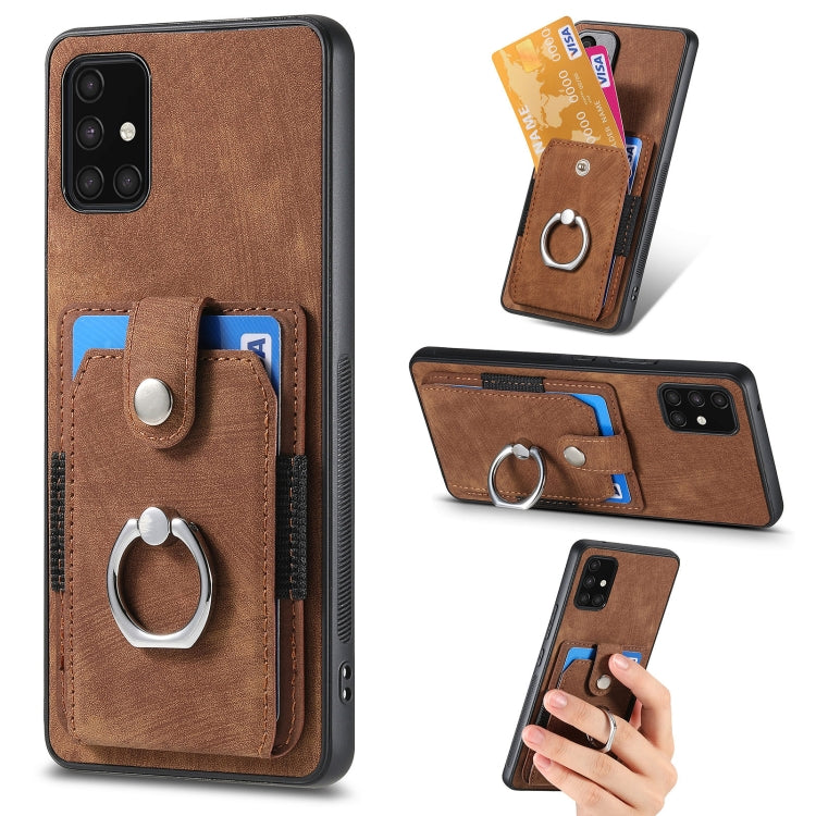 For Samsung Galaxy A71 Retro Skin-feel Ring Card Wallet Phone Case