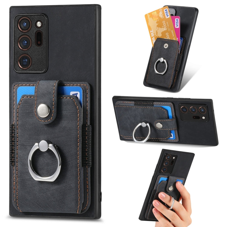 For Samsung Galaxy Note20 Retro Skin-feel Ring Card Wallet Phone Case