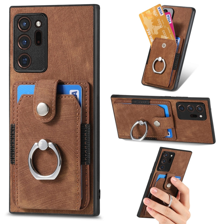 For Samsung Galaxy Note20 Retro Skin-feel Ring Card Wallet Phone Case