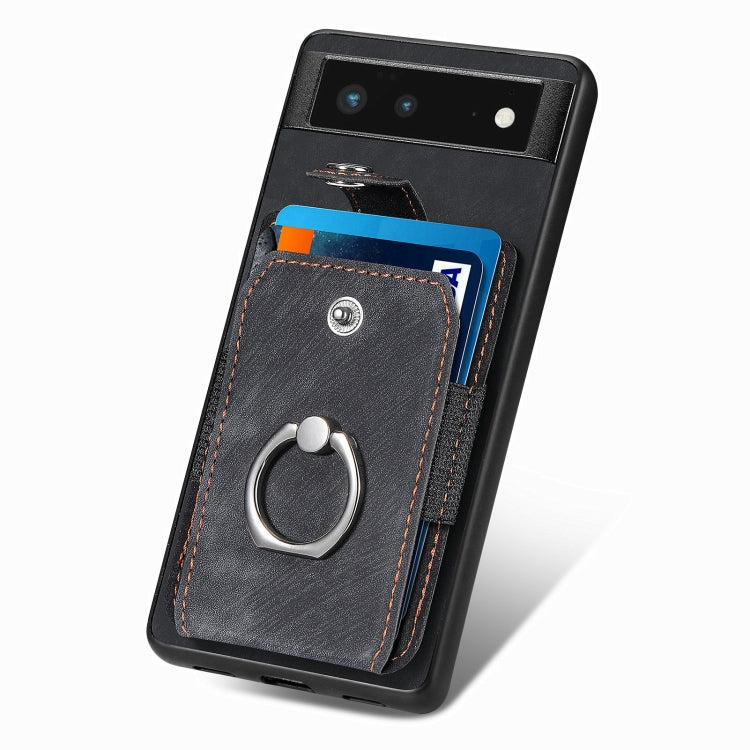 For Google Pixel 6 Retro Skin-feel Ring Card Wallet Phone Case
