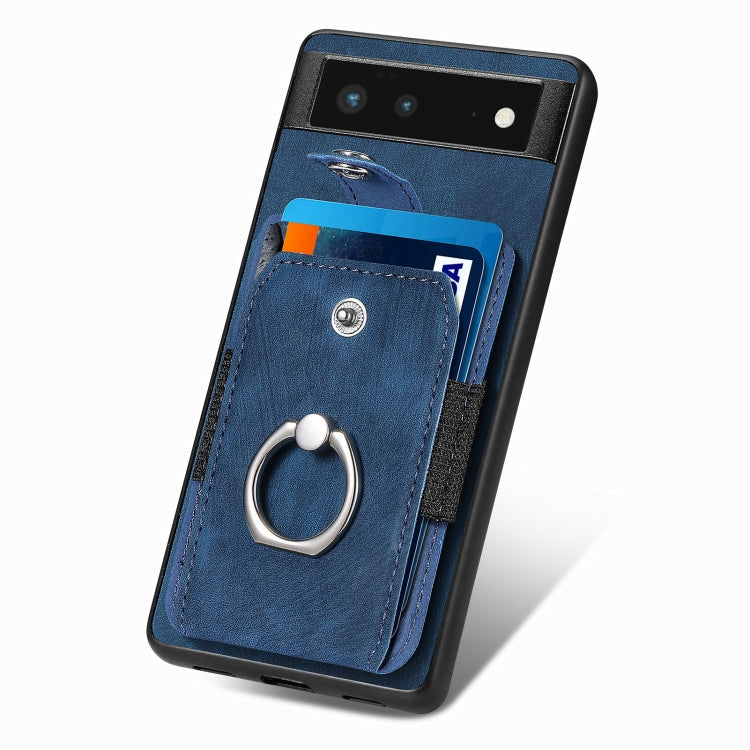 For Google Pixel 6 Retro Skin-feel Ring Card Wallet Phone Case
