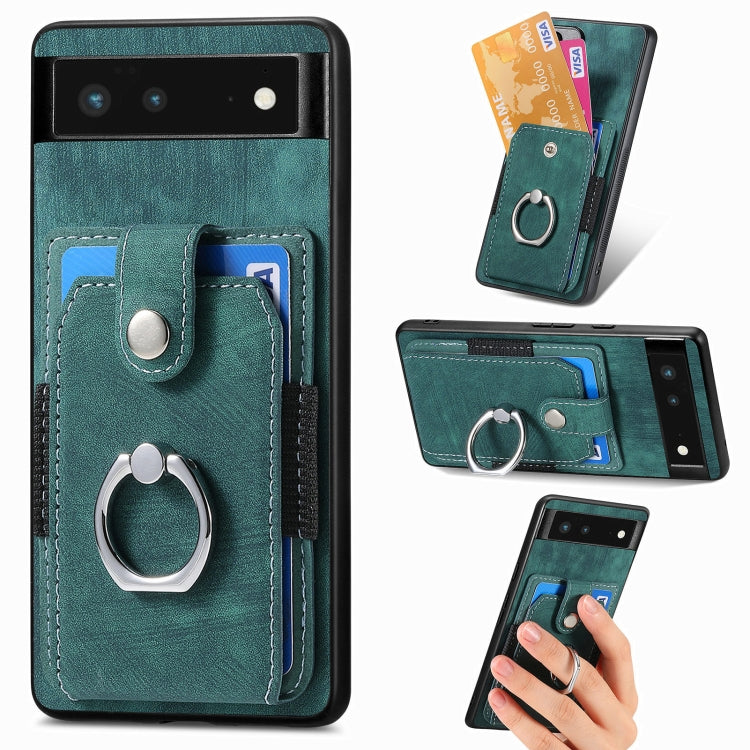 For Google Pixel 6 Retro Skin-feel Ring Card Wallet Phone Case
