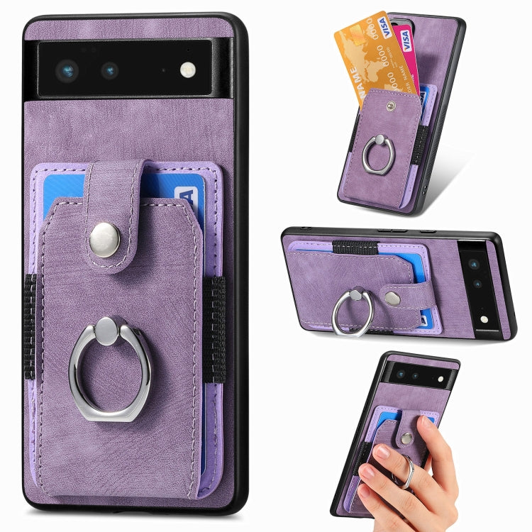 For Google Pixel 6 Retro Skin-feel Ring Card Wallet Phone Case