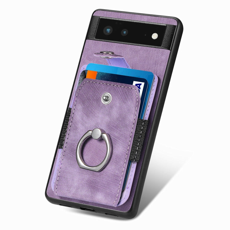 For Google Pixel 6 Retro Skin-feel Ring Card Wallet Phone Case